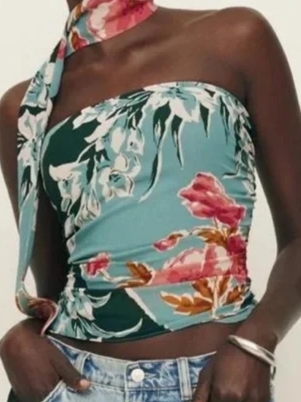 Reformation Lennon Strapless Floral Top in Paloma Print, Euro Chic, NWT, Size 8